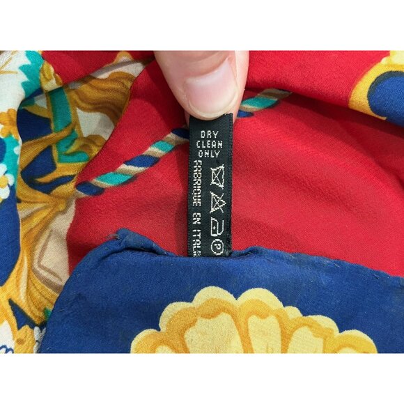 Vintage Italian Silk Scarf Carousel Horse Design 100% Silk 30 x 32 Made In Italy - Picture 4 of 6